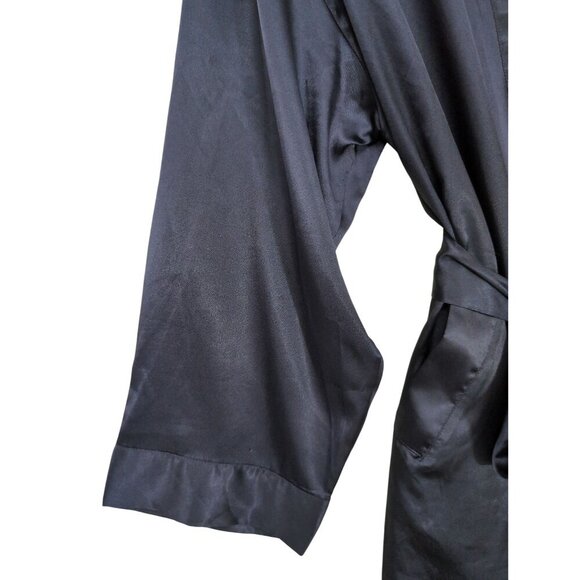 Victorias Secret Short Satin Robe Womens‎ OS Blue Long Sleeve Tie Front Pockets - Picture 6 of 10